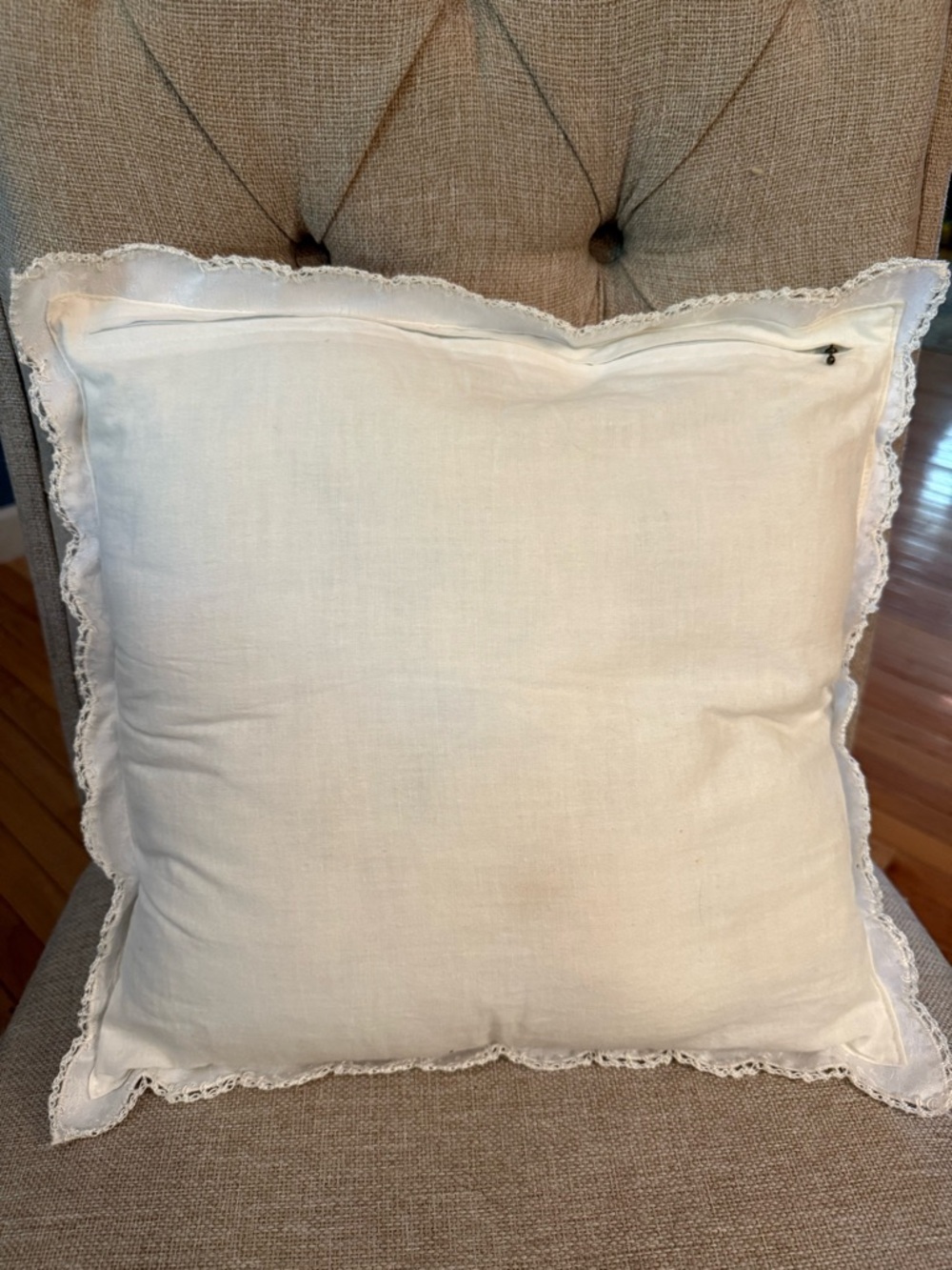 VTGEmbroidered Floral Lace Throw Pillow - White with Pink Roses - Picture 4 of 7
